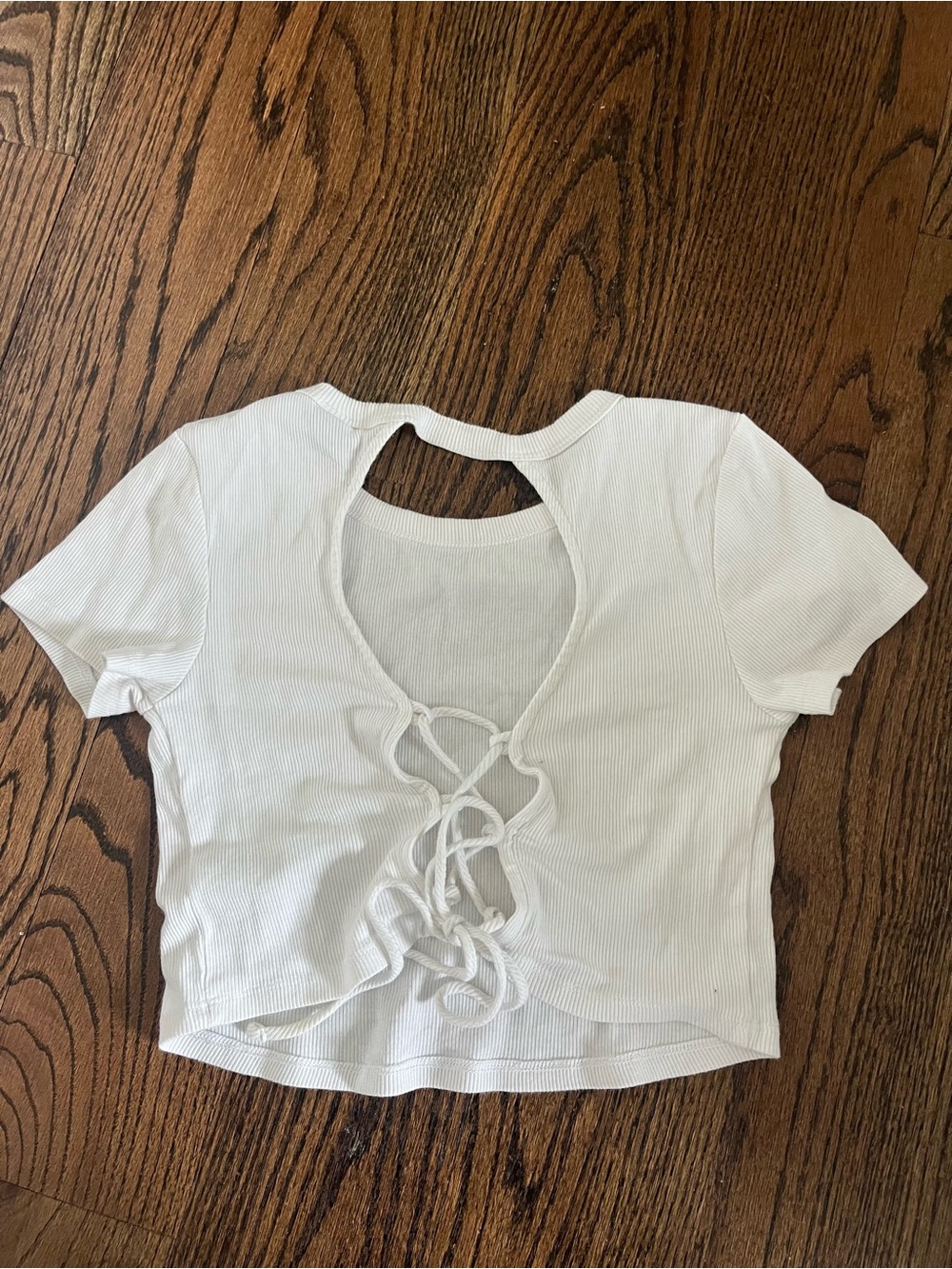 wild fable White Ribbed Tie-Back Crop Top